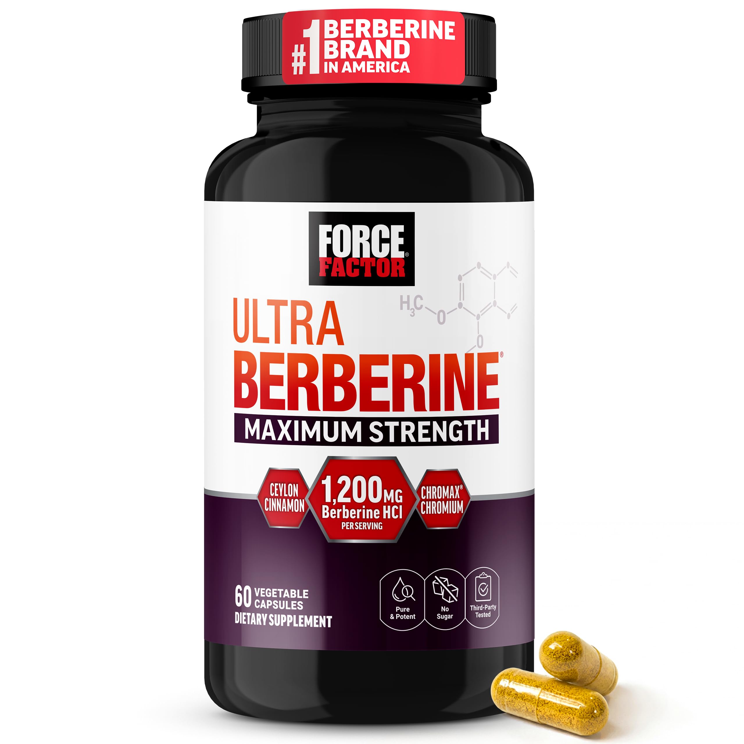 Force Factor envase frontal Ultra Berberine mostrando dosis y marca
