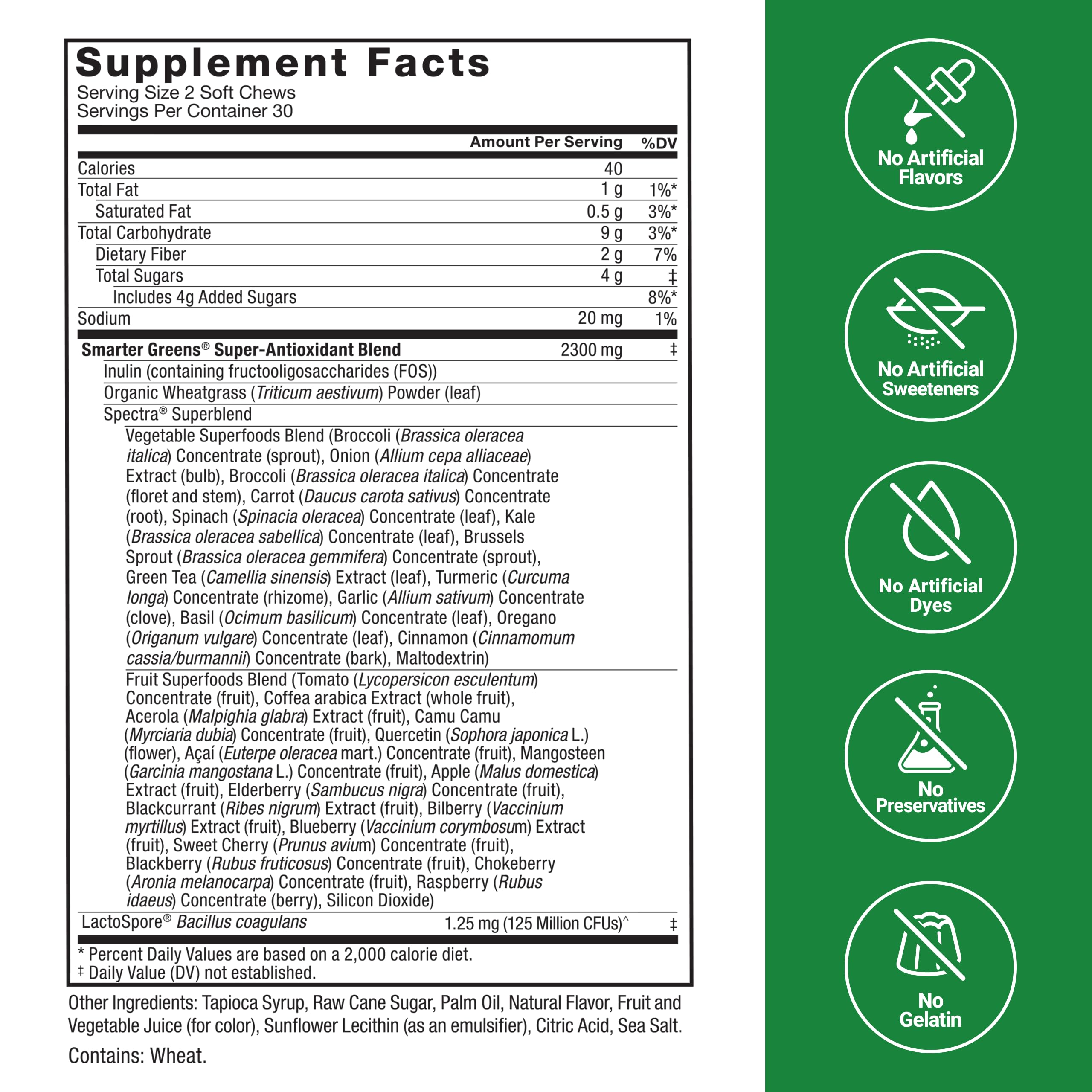 Force Factor mezcla de superfoods que destaca variedad de ingredientes