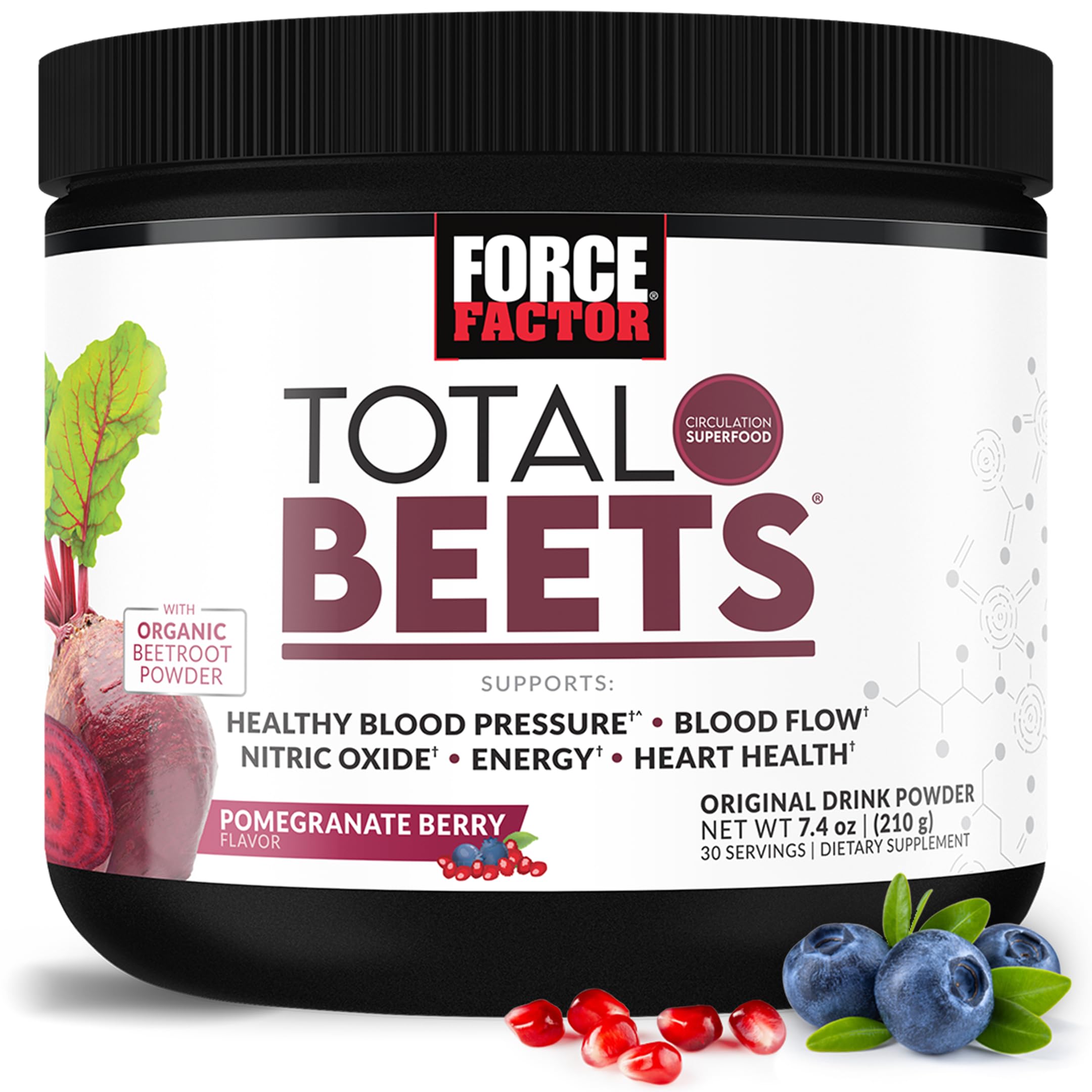 Force Factor envase frontal de Total Beets mostrando marca y sabor