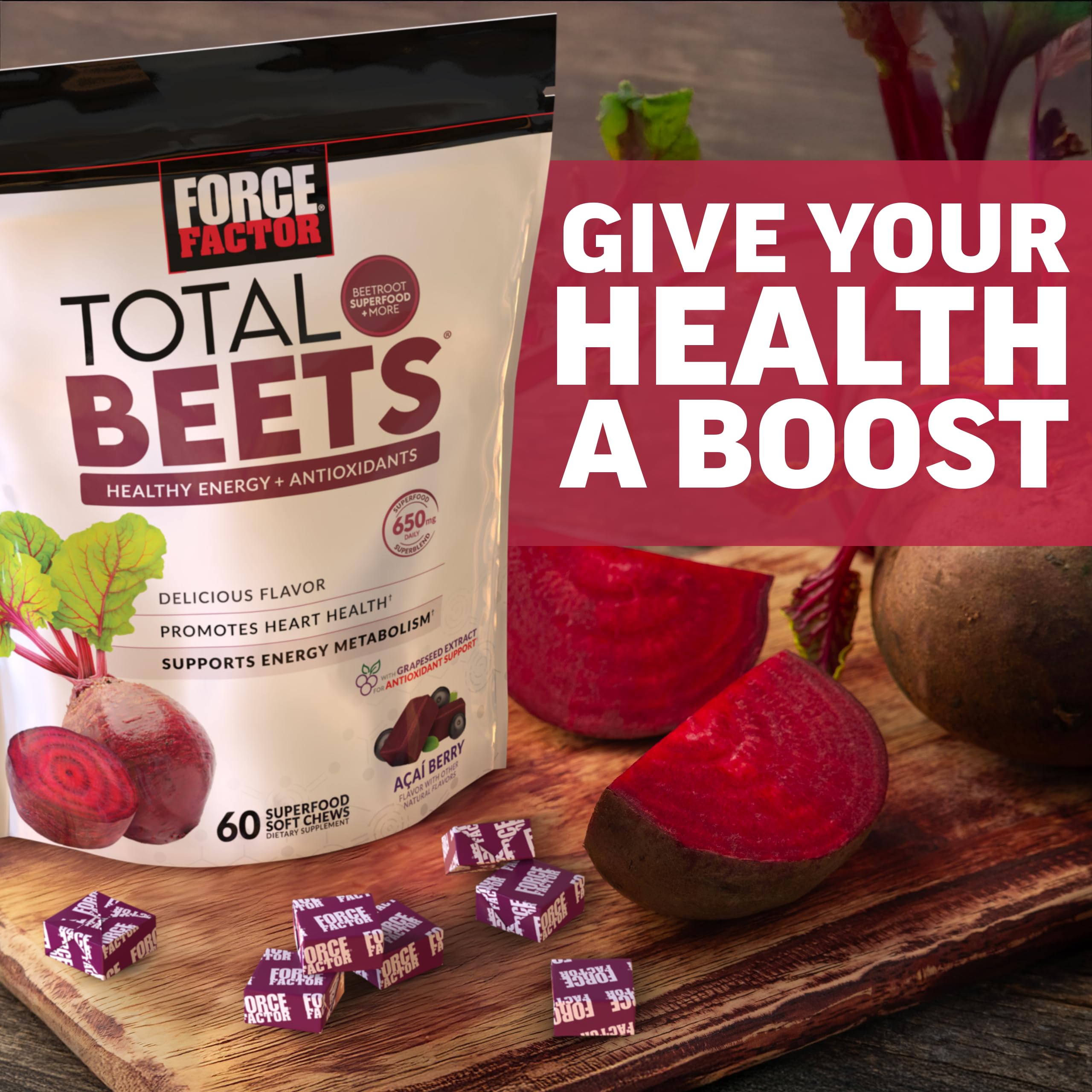 Caja de Force Factor Total Beets lista para venta, fabricación en EE. UU. garantizada