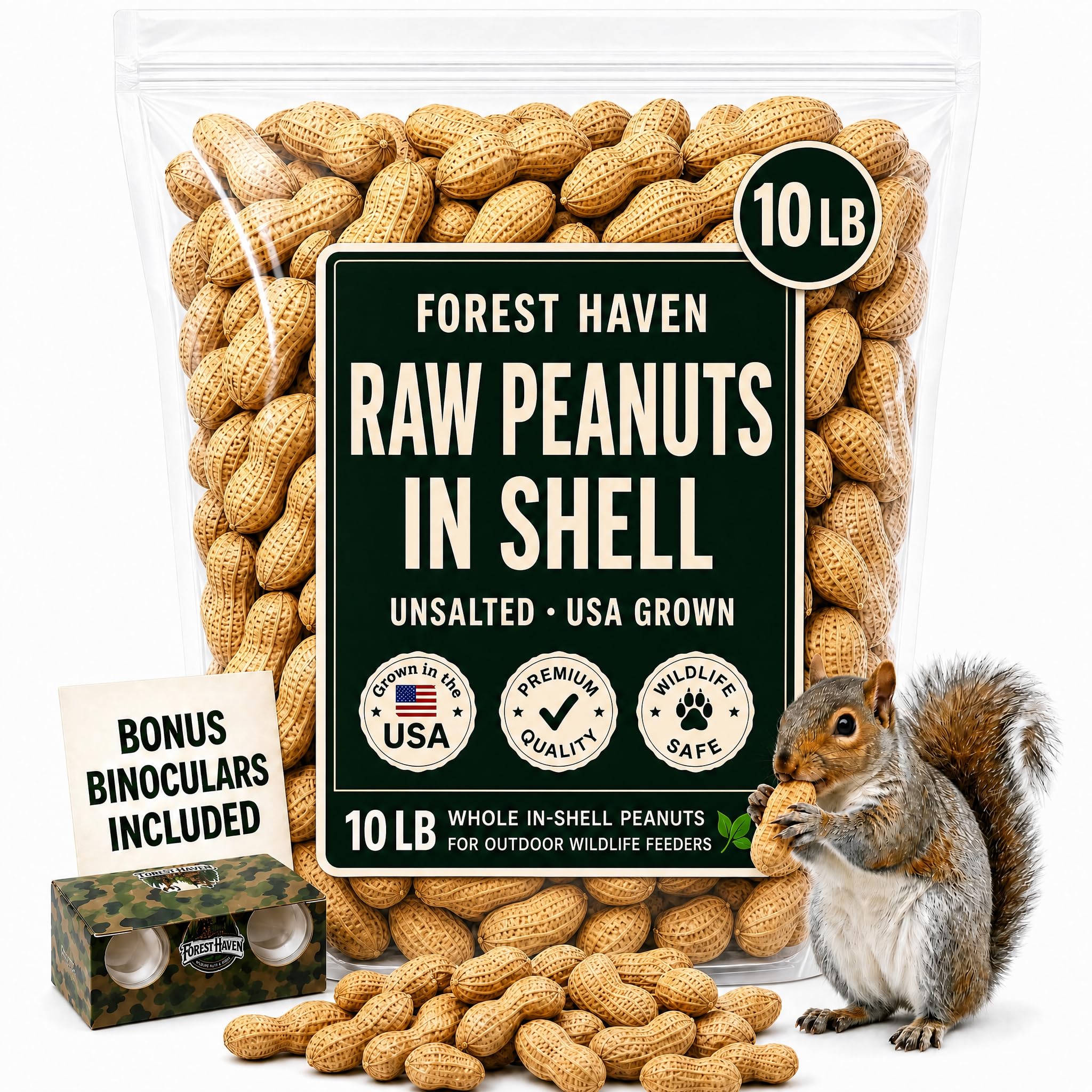 Forest Haven bolsa frontal de 10 lb mostrando marca y beneficio de alimento natural