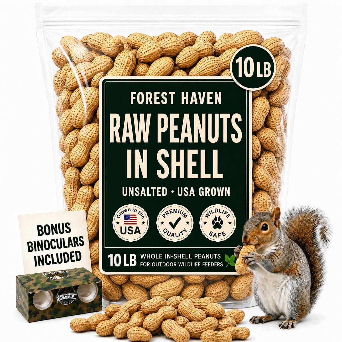 Forest Haven bolsa frontal de 10 lb mostrando marca y beneficio de alimento natural