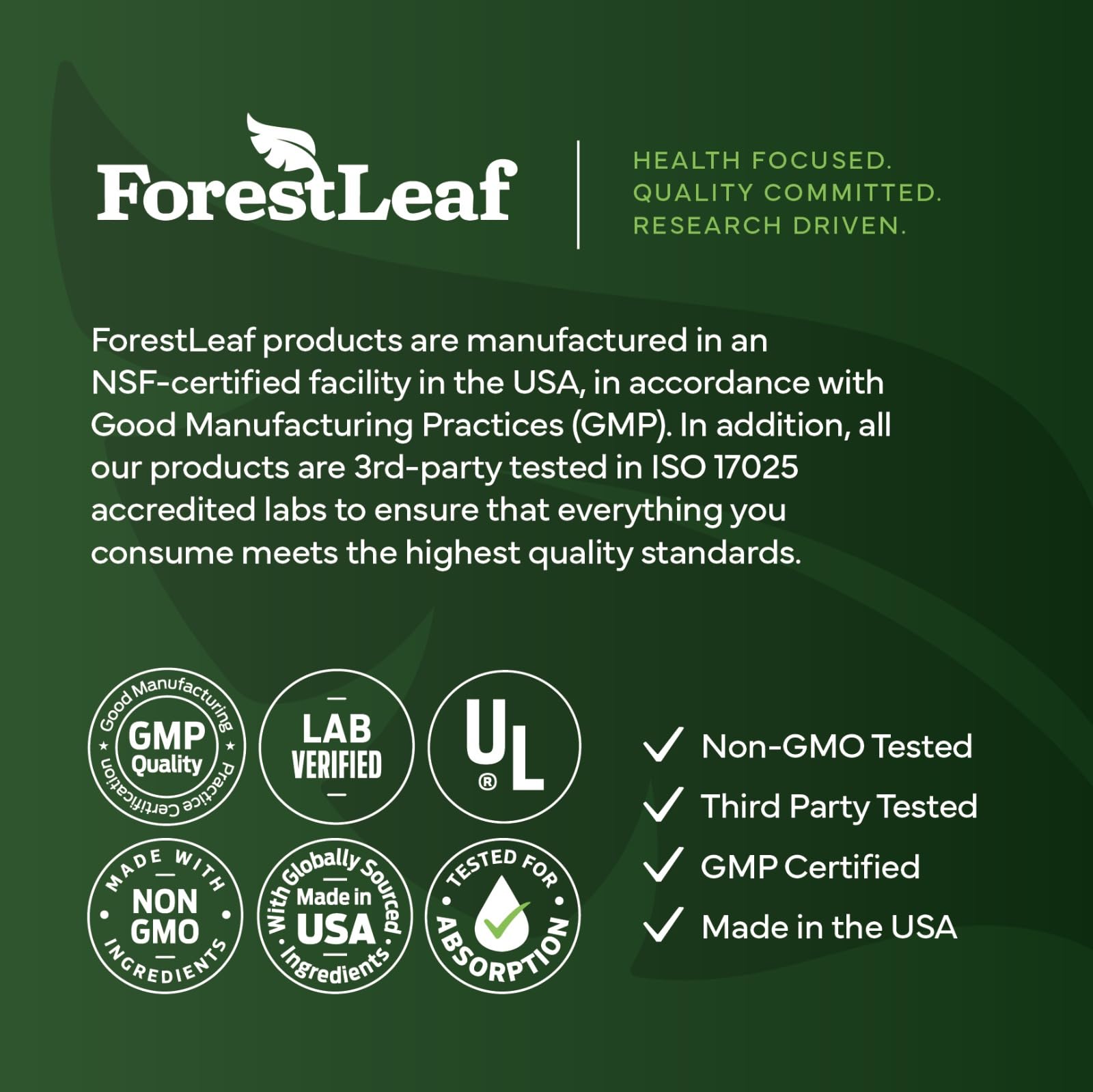 ForestLeaf sello de laboratorio y certificados verificando pruebas de terceros