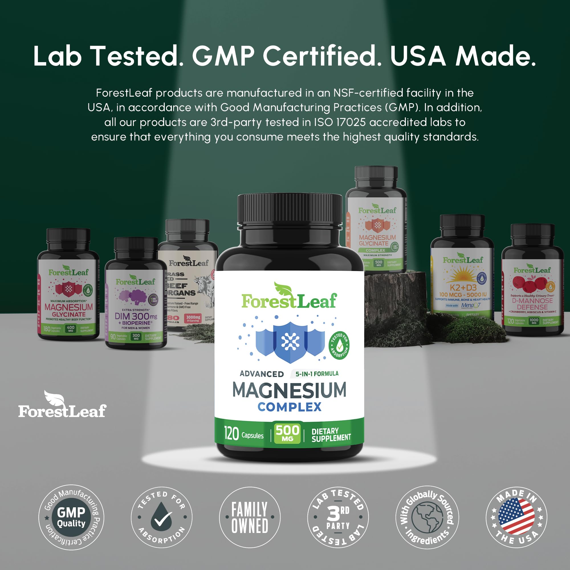 ForestLeaf sello GMP y certificaciones para mostrar pruebas de calidad y pureza