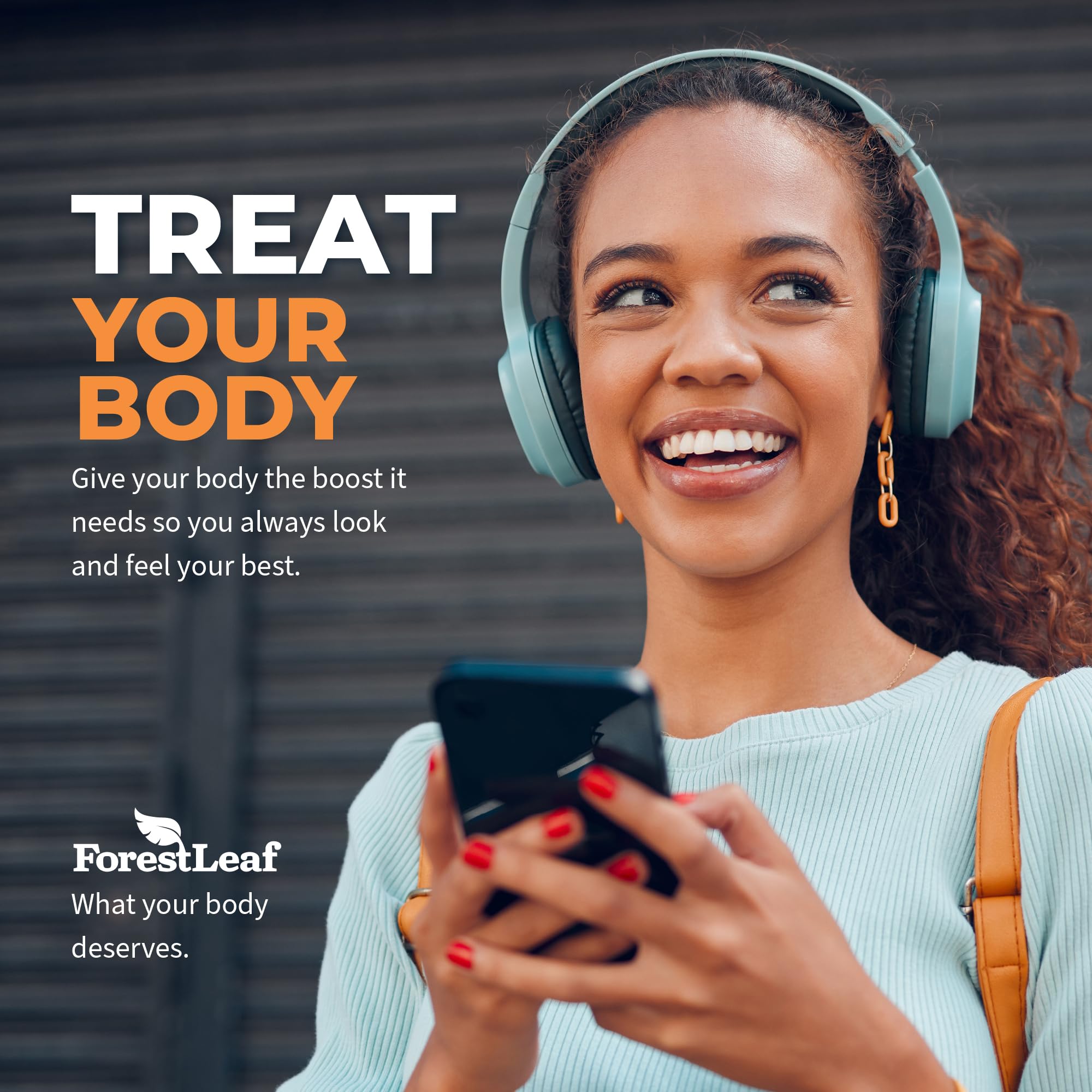 ForestLeaf presentación en mesa mostrando 120 cápsulas y estilo de vida