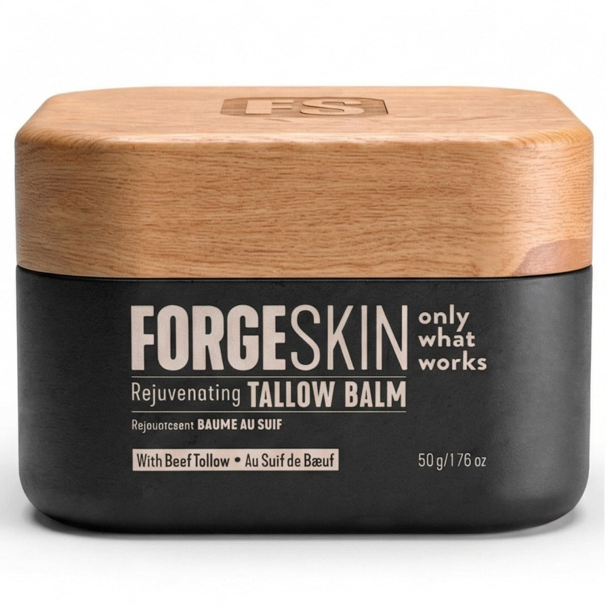 Forge Skin frasco frontal mostrando etiqueta y tamaño, hidratación concentrada