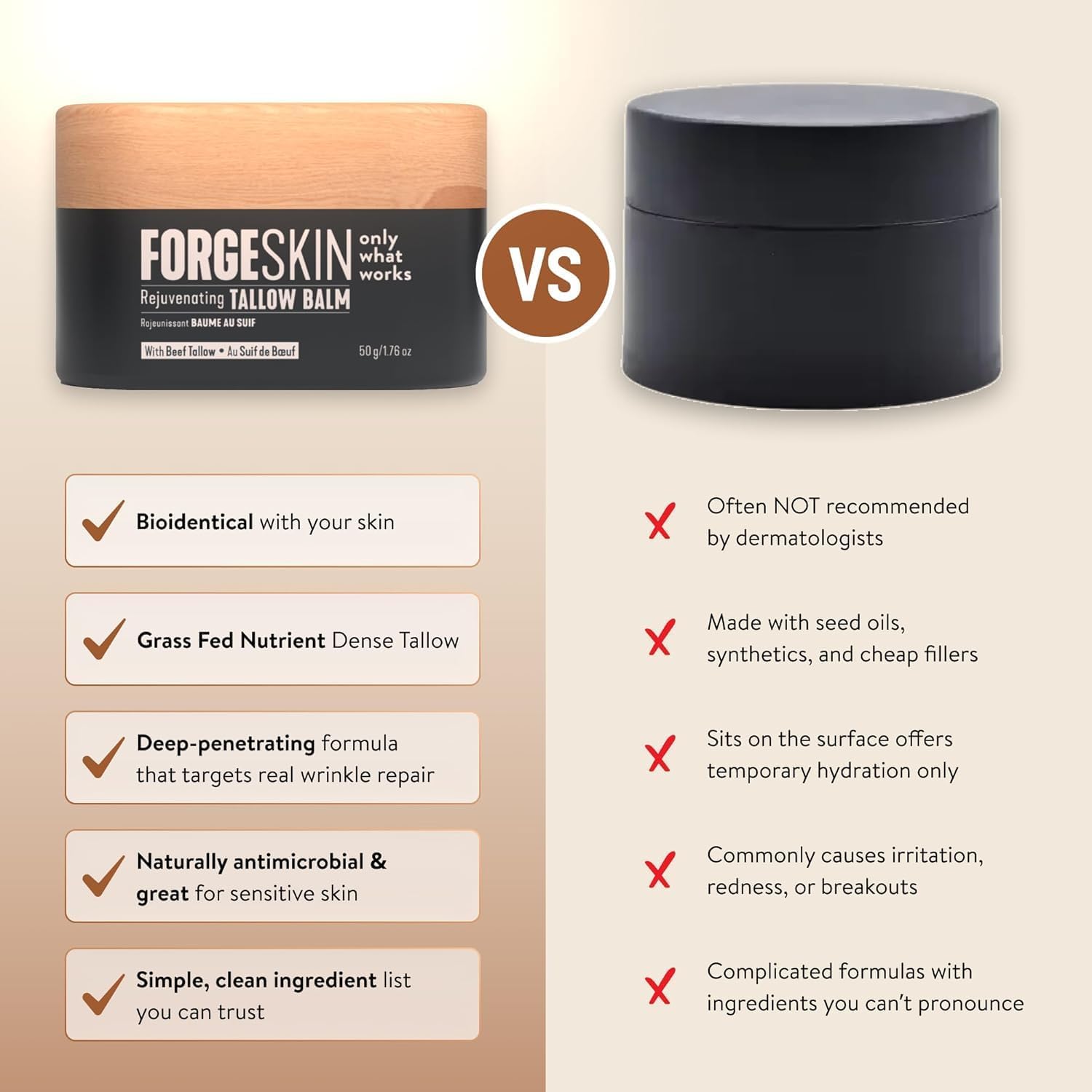 Forge Skin ingredientes naturales en cuenco, evidencia de formulación limpia