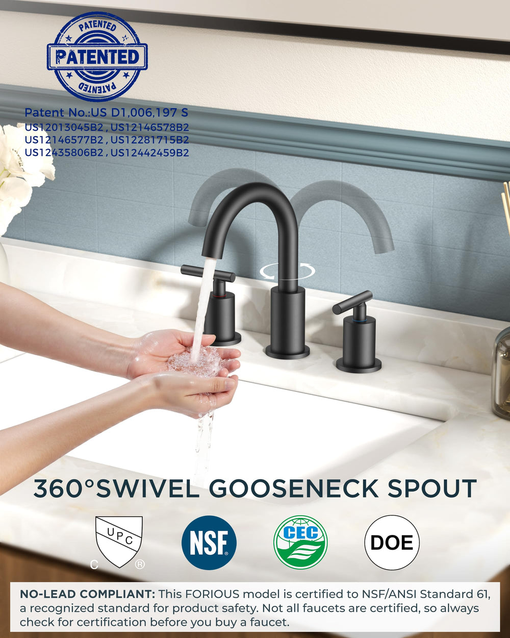 FORIOUS aerador doble 1.2gpm que ahorra agua y reduce salpicaduras