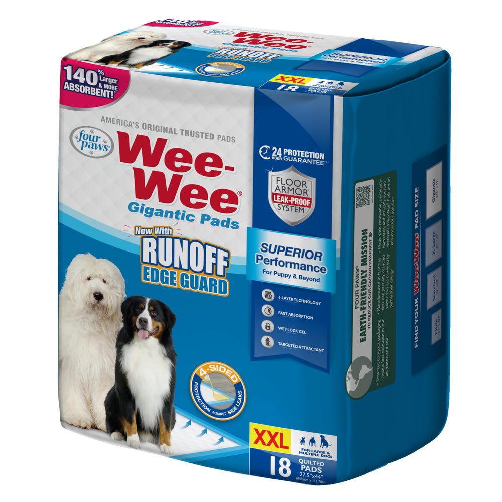 Four Paws empaque frontal mostrando 18 unidades y beneficio de suministro prolongado