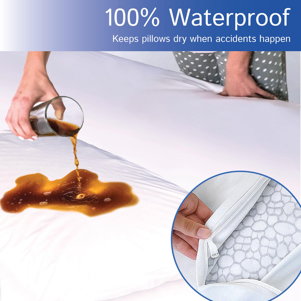 Four Seasons Essentials almohada ya cubierta mostrando ajuste perfecto