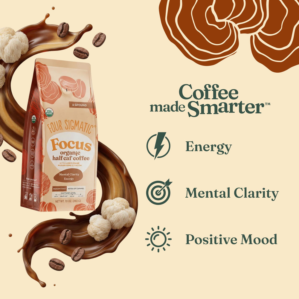 Four Sigmatic close-up del molido que resalta textura y conservación del sabor