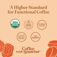 Four Sigmatic envase abierto con café molido listo para preparar y cuidado fresco