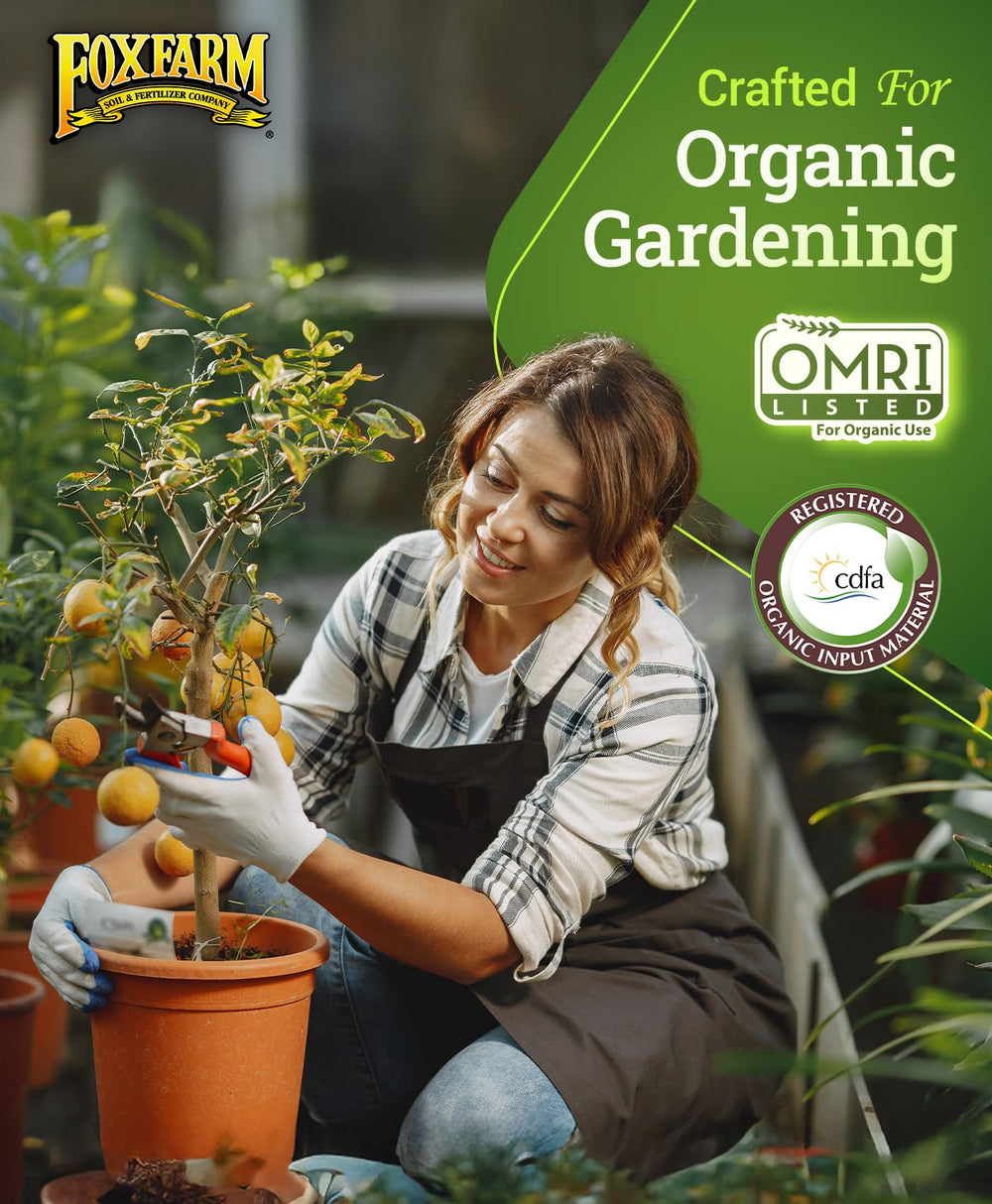 FoxFarm etiqueta con tabla de nutrientes y lista de ingredientes visibles