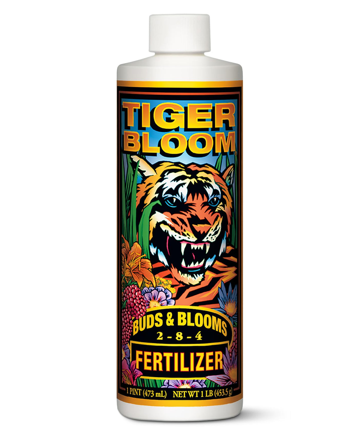 FoxFarm Tiger Bloom envase frontal mostrando etiqueta y capacidad beneficiosa