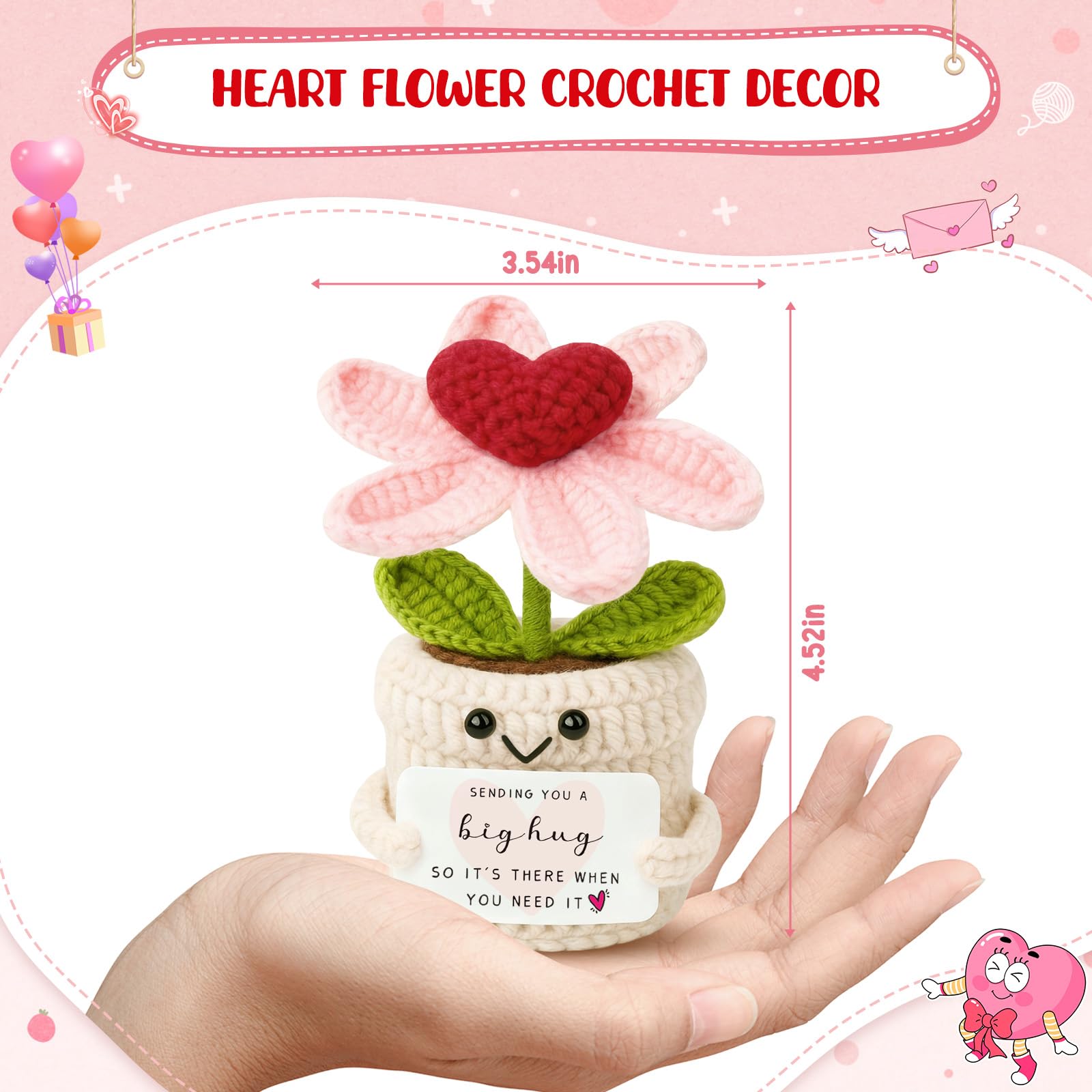 Frabaca detalle de la flor de corazón en crochet muestra textura y ternura