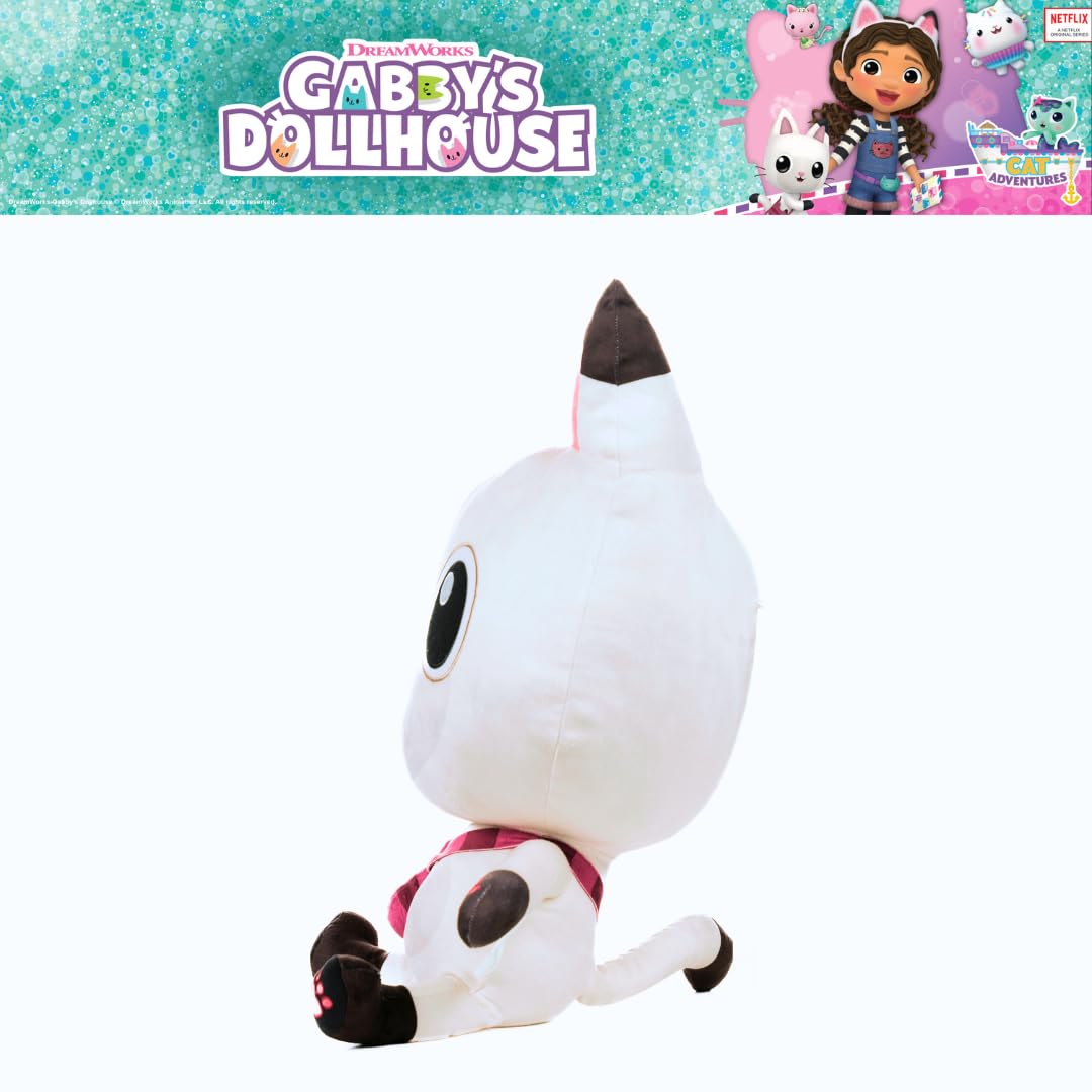 Franco Pandy Paws comparado con una almohada para ver sus dimensiones