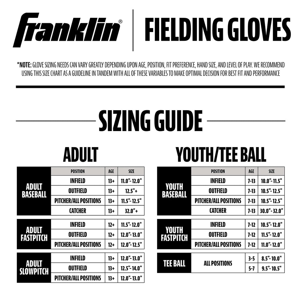 Franklin Sports guante sobre césped en entorno de campo, sugiere uso recreativo y escolar