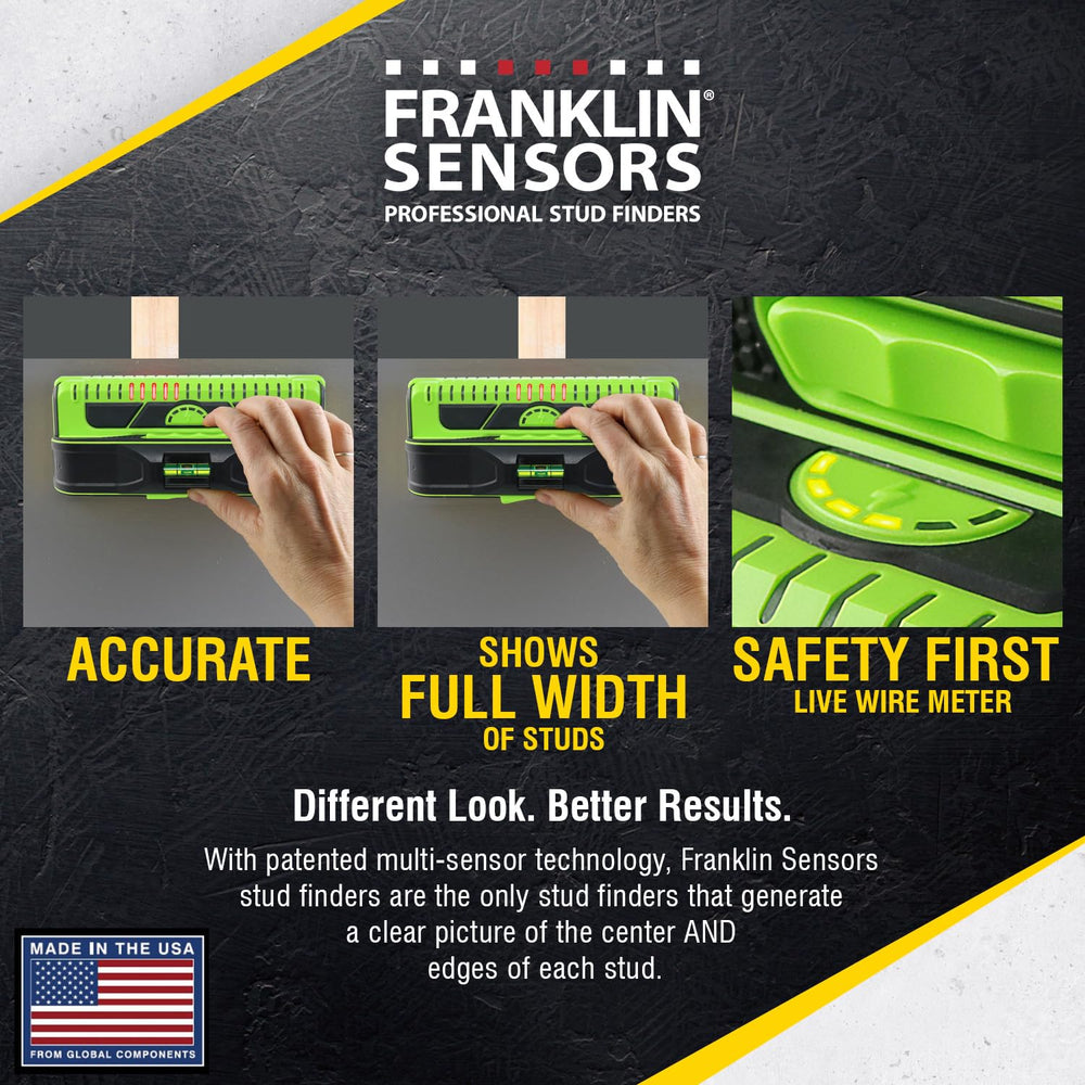 Franklin Sensors ProSensor M210 primer plano de panel de LEDs mostrando centro y bordes del montante