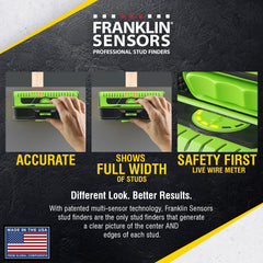 Franklin Sensors ProSensor M210 primer plano de panel de LEDs mostrando centro y bordes del montante