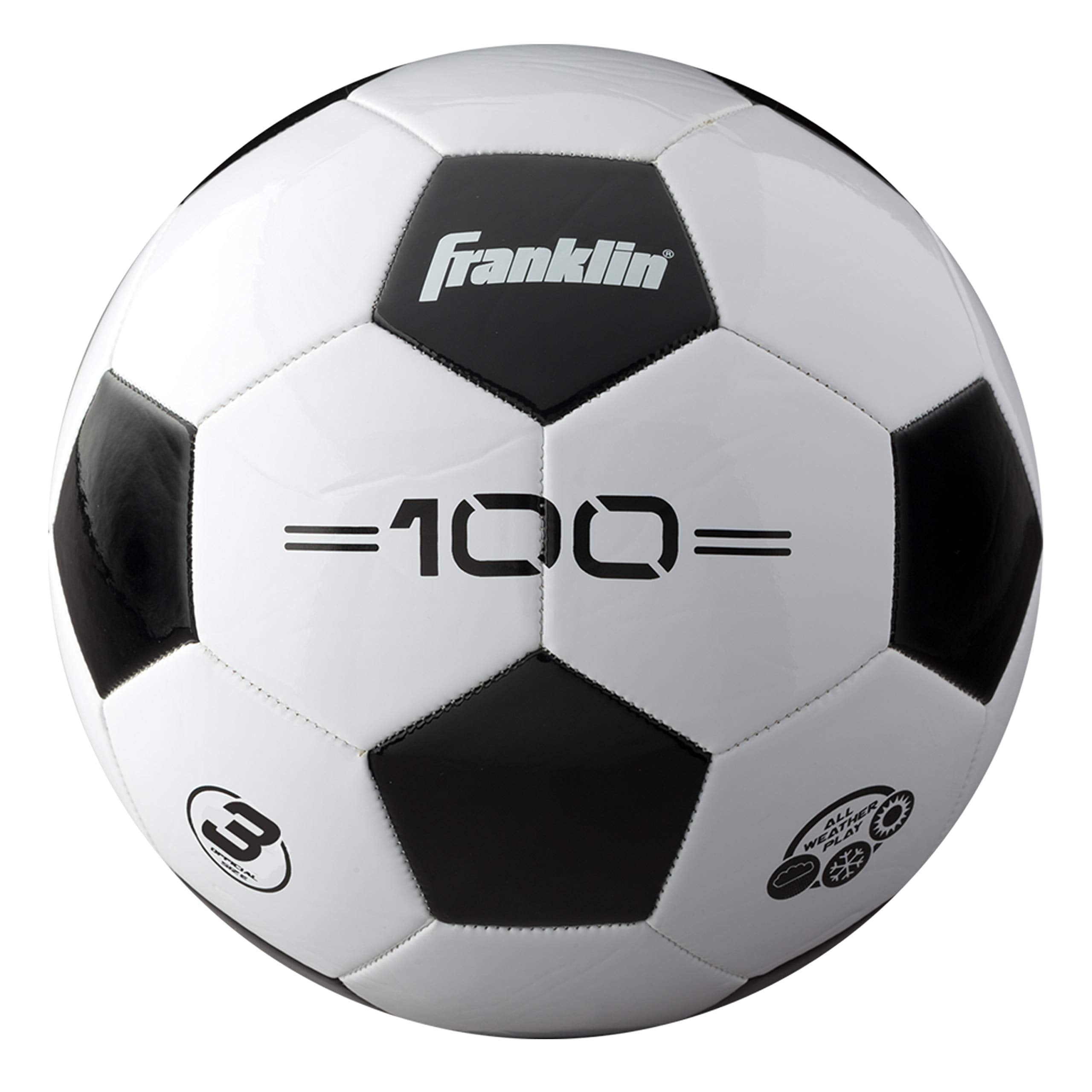 Franklin Sports vista frontal del balón mostrando diseño y marca, ideal para entrenamiento