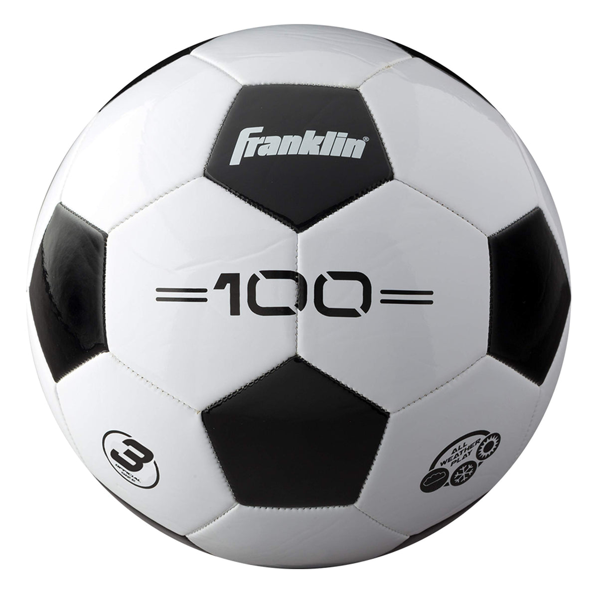 Franklin Sports vista frontal del balón mostrando diseño y marca, ideal para entrenamiento