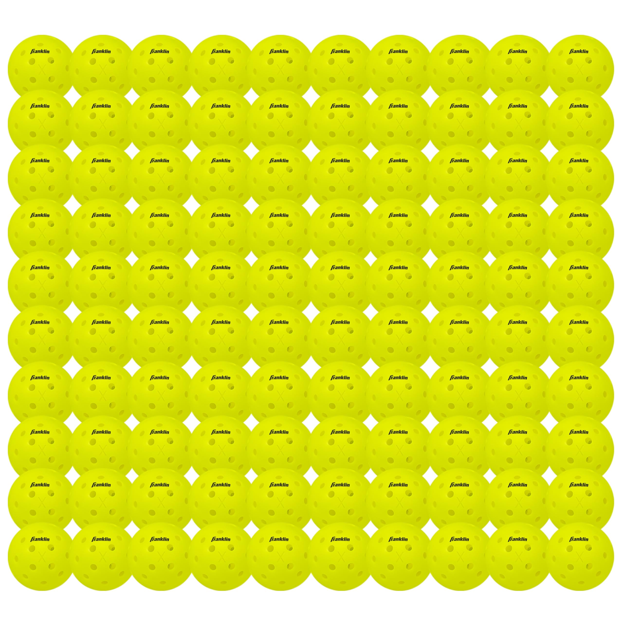 Franklin Sports paquete frontal mostrando 100 pelotas y alta visibilidad
