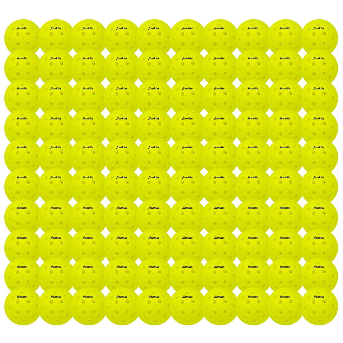 Franklin Sports paquete frontal mostrando 100 pelotas y alta visibilidad