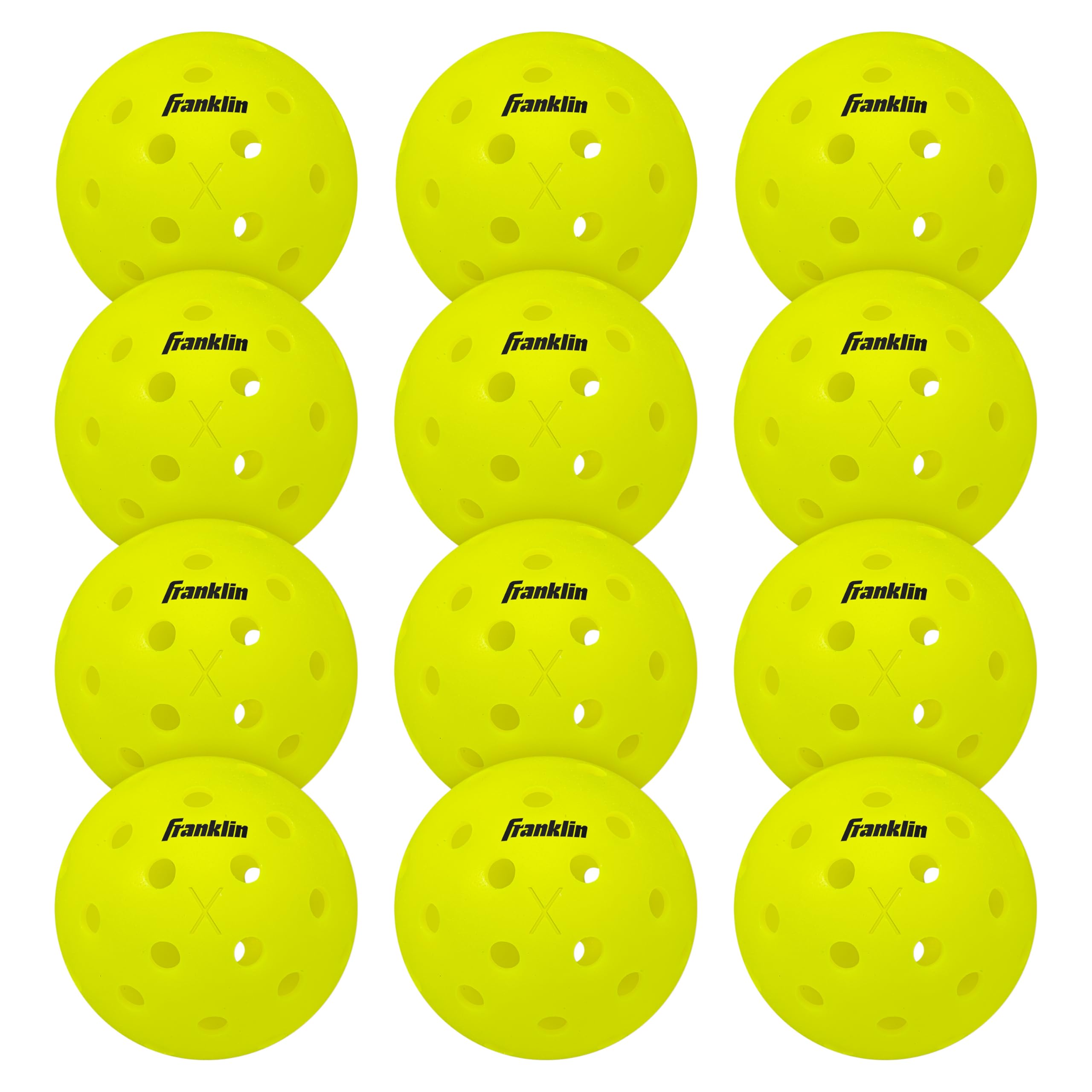 Franklin X-40 pack frontal mostrando 12 pelotas y alta visibilidad