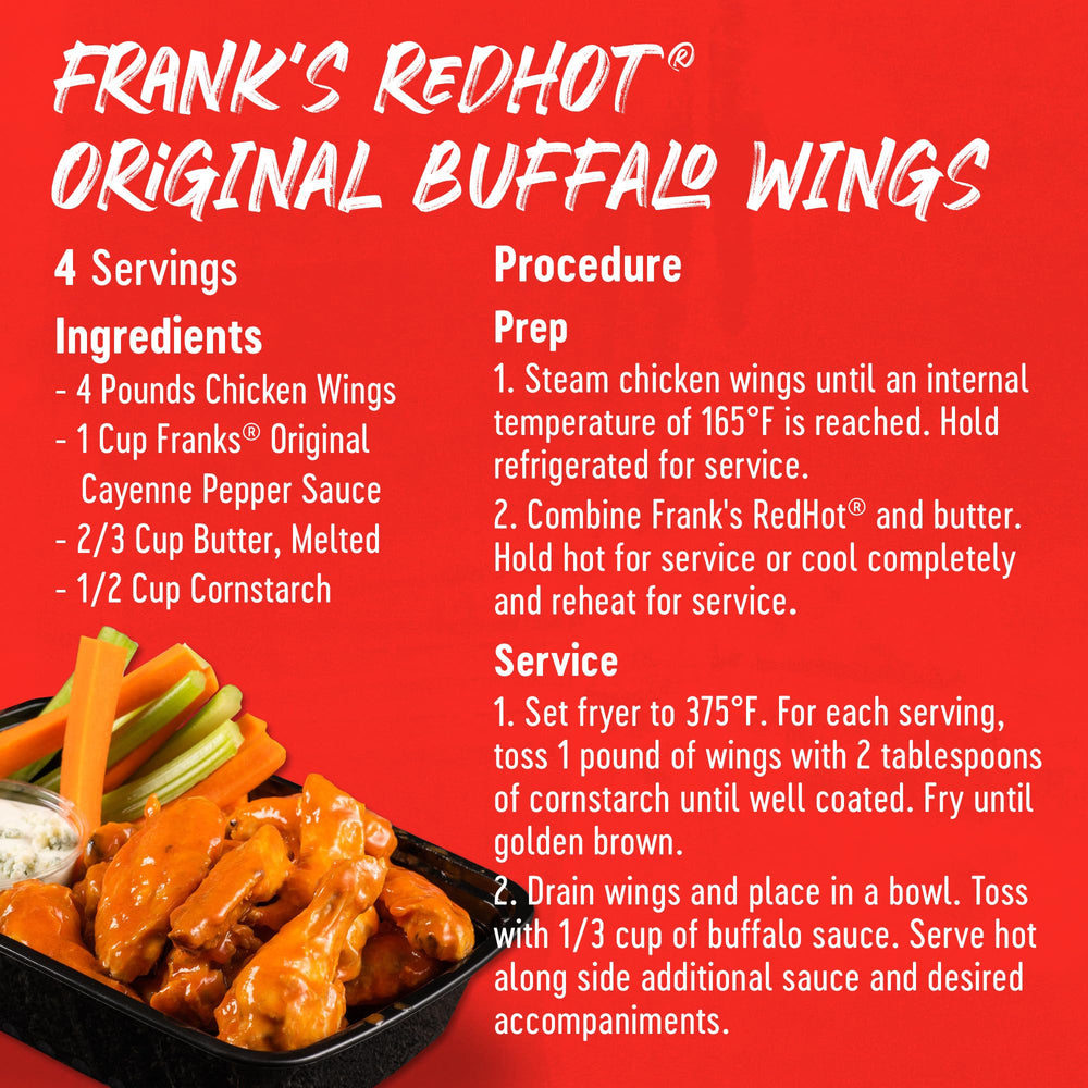 Frank's RedHot garrafón en cocina profesional listo para servicio