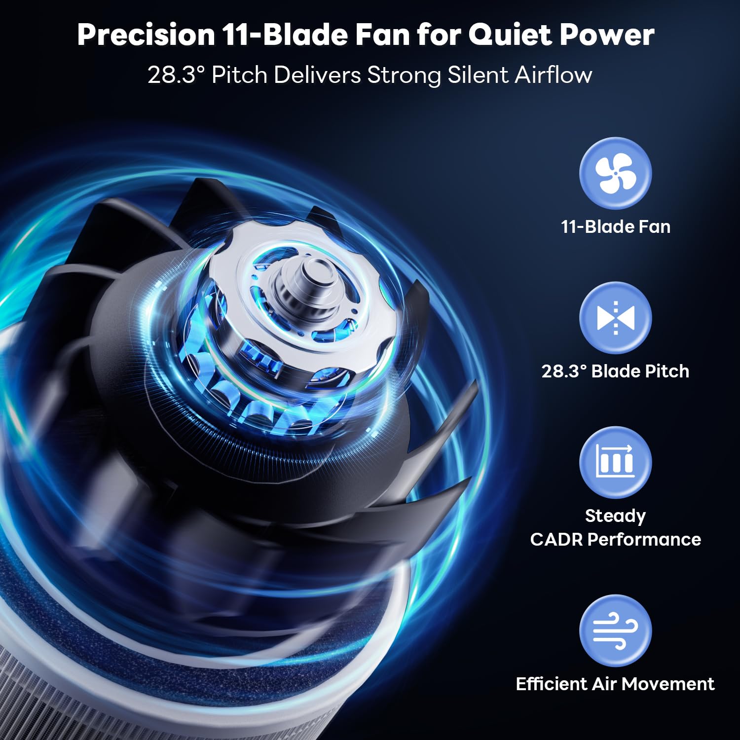 FreAire VisionAir in bedroom on sleep mode for quiet nighttime air cleaning