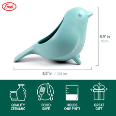 Fred & Friends Blue Bird detalle del esmalte cerámico para durabilidad y color