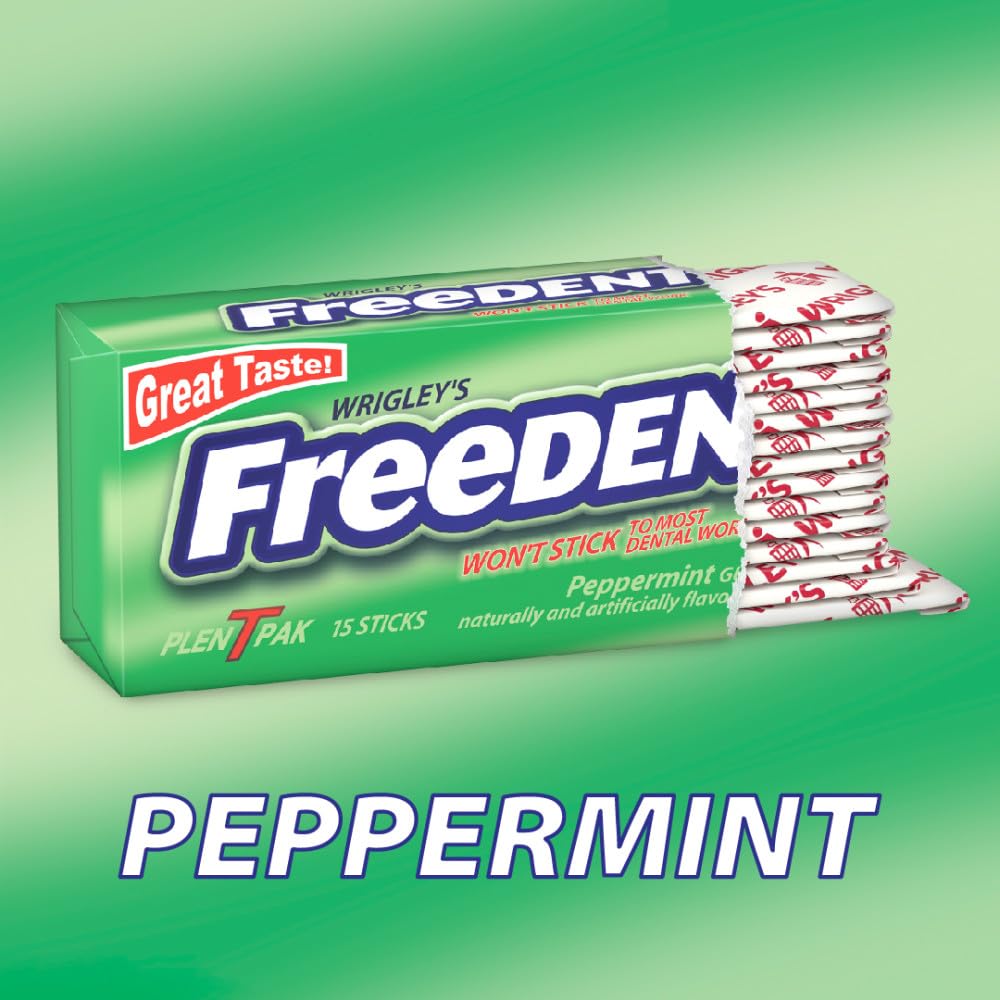 Freedent sticks individuales en mano, comodidad y porciones listas para llevar