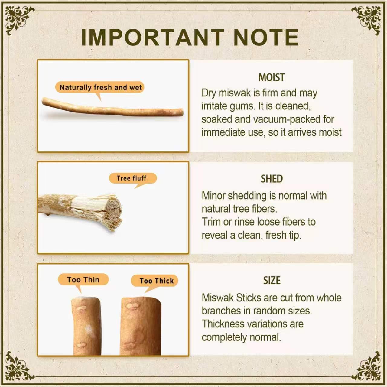 FREEGRIN palitos miswak sellados al vacío preservando frescura