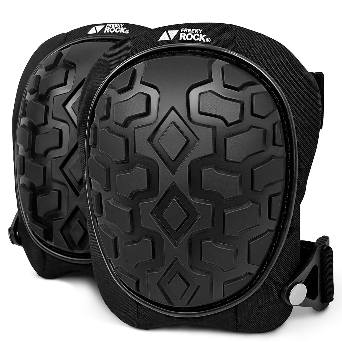 FREEKYROCK rodilleras frontal mostrando diseño robusto y protección