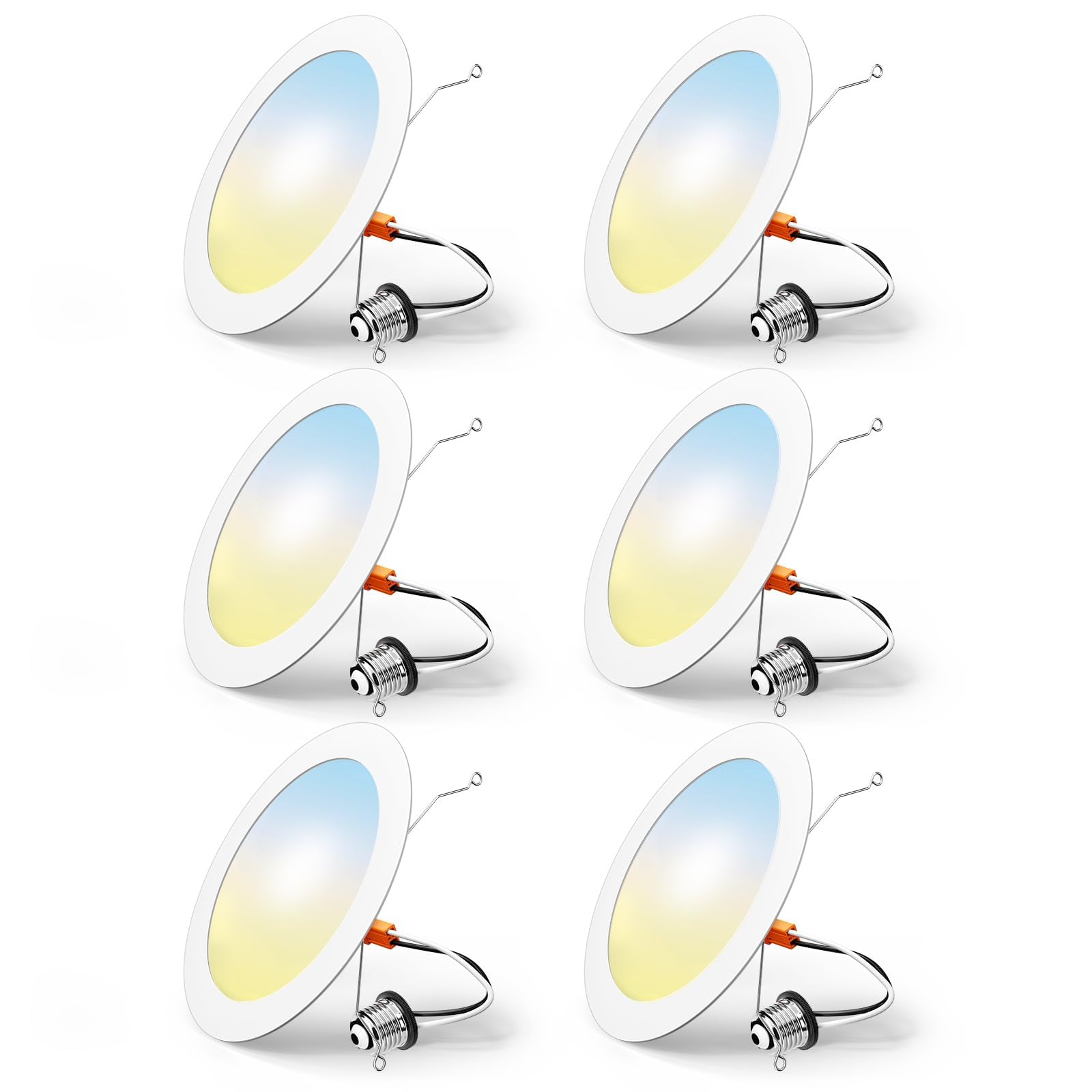 FREELICHT vista frontal del pack de 6 empotrables mostrando diseño blanco y ahorro