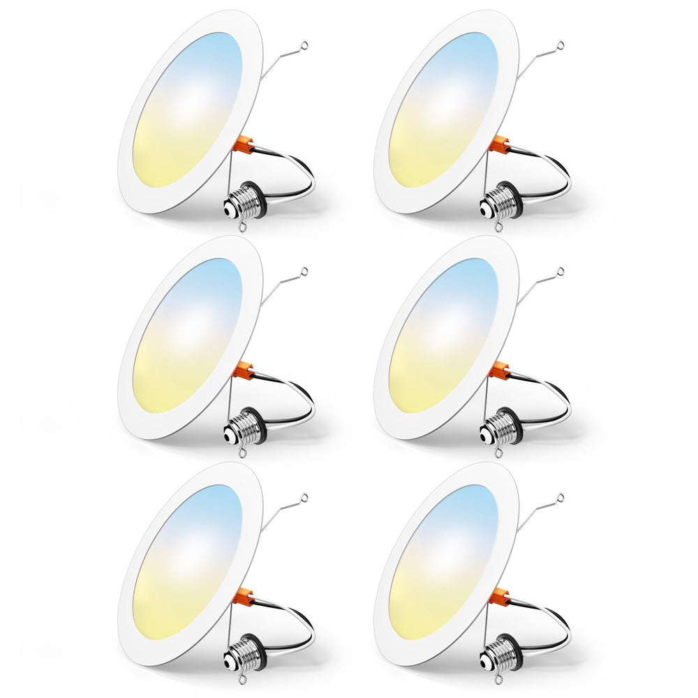 FREELICHT vista frontal del pack de 6 empotrables mostrando diseño blanco y ahorro