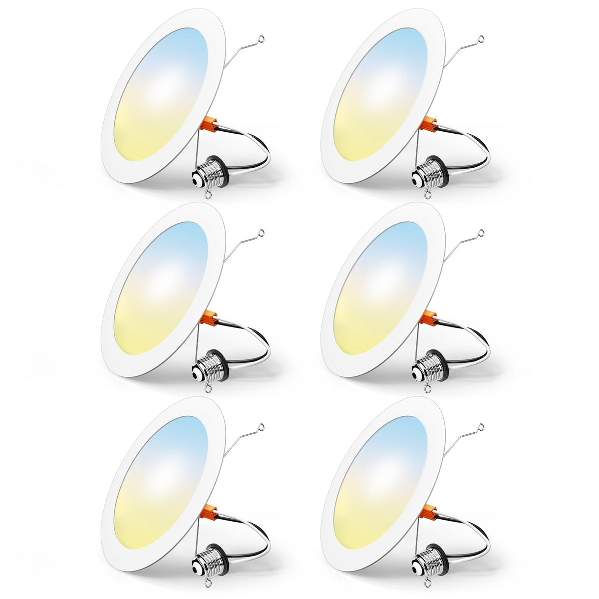 FREELICHT vista frontal del pack de 6 empotrables mostrando diseño blanco y ahorro