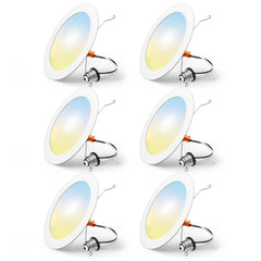 FREELICHT vista frontal del pack de 6 empotrables mostrando diseño blanco y ahorro