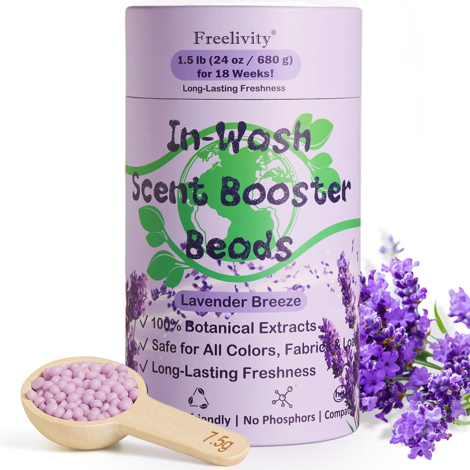 Freelivity envase frontal Lavender Breeze mostrando aspecto y tamaño
