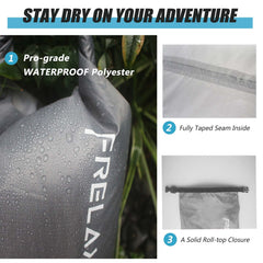 Frelaxy cierre roll-top mostrando sello fiable y protección contra humedad