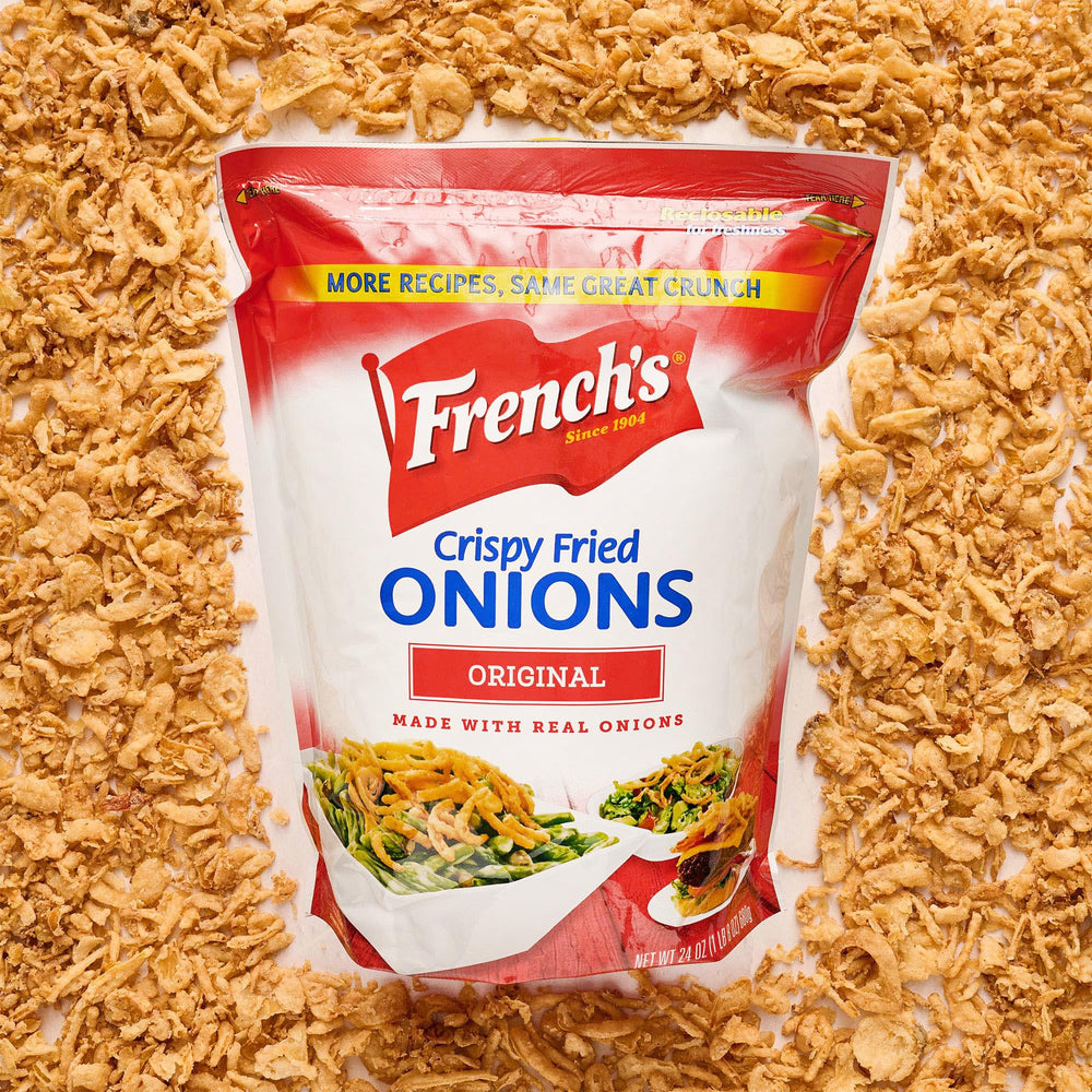 French's bol lleno con cebolla frita para añadir a recetas