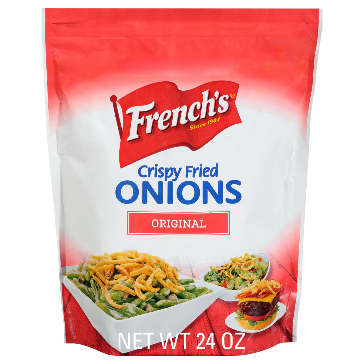 French's paquete frontal mostrando 24 oz y uso práctico