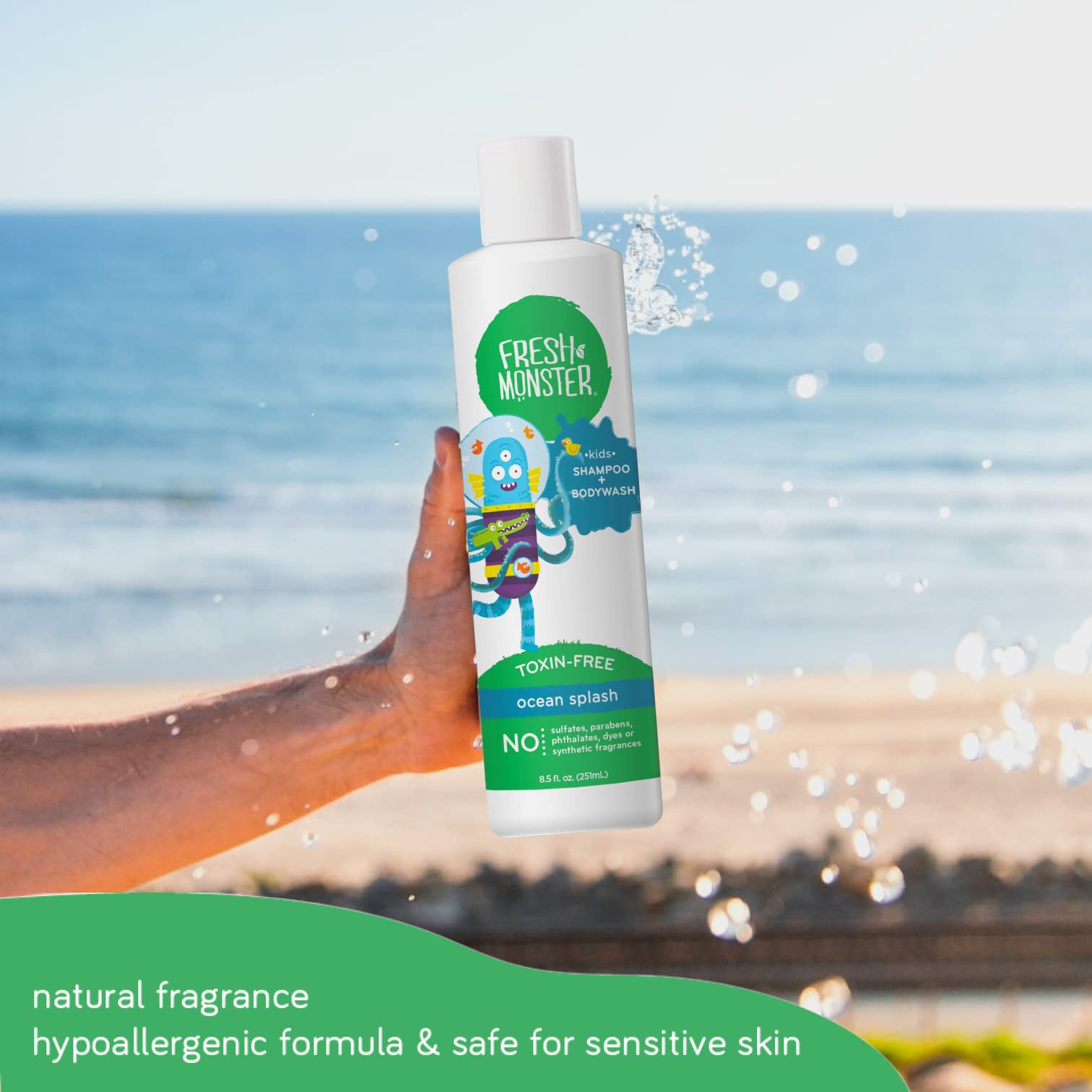 Fresh Monster ambientacif3n de baf1o que muestra fragancia fresca Ocean Splash