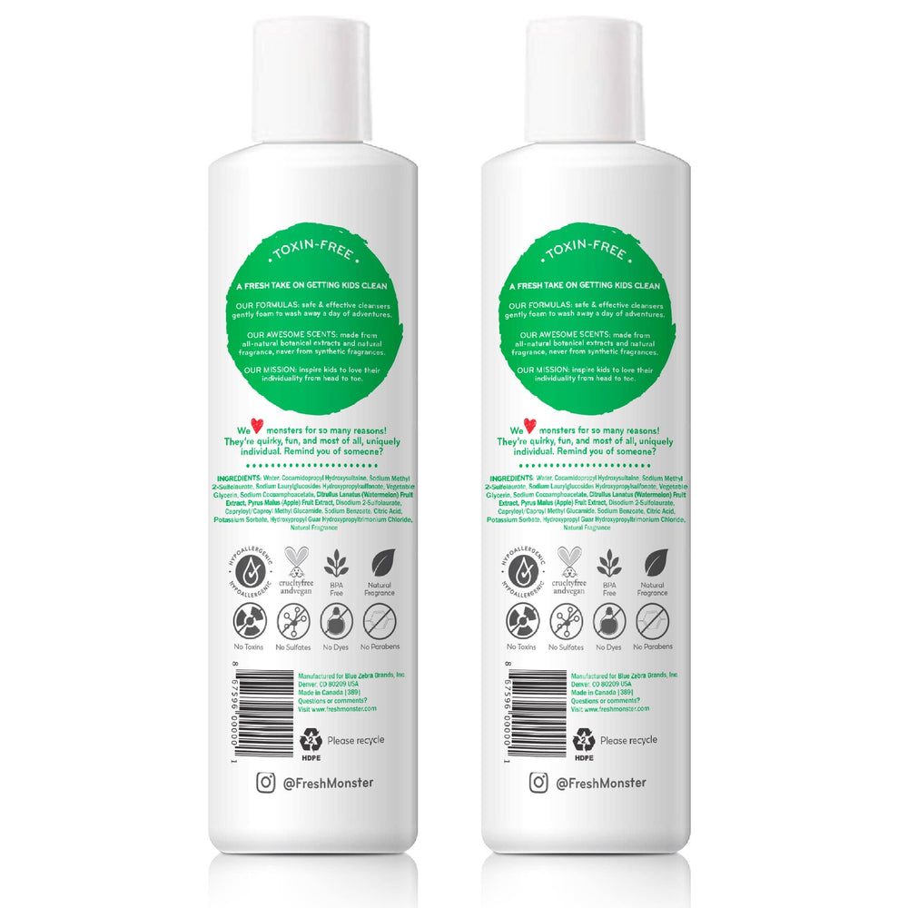 Fresh Monster etiqueta con lista de ingredientes naturales y transparencia clara