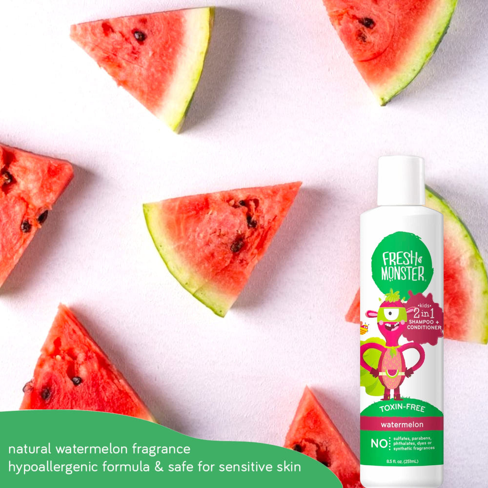 Fresh Monster escena de baño infantil relajada con champú sin lágrimas