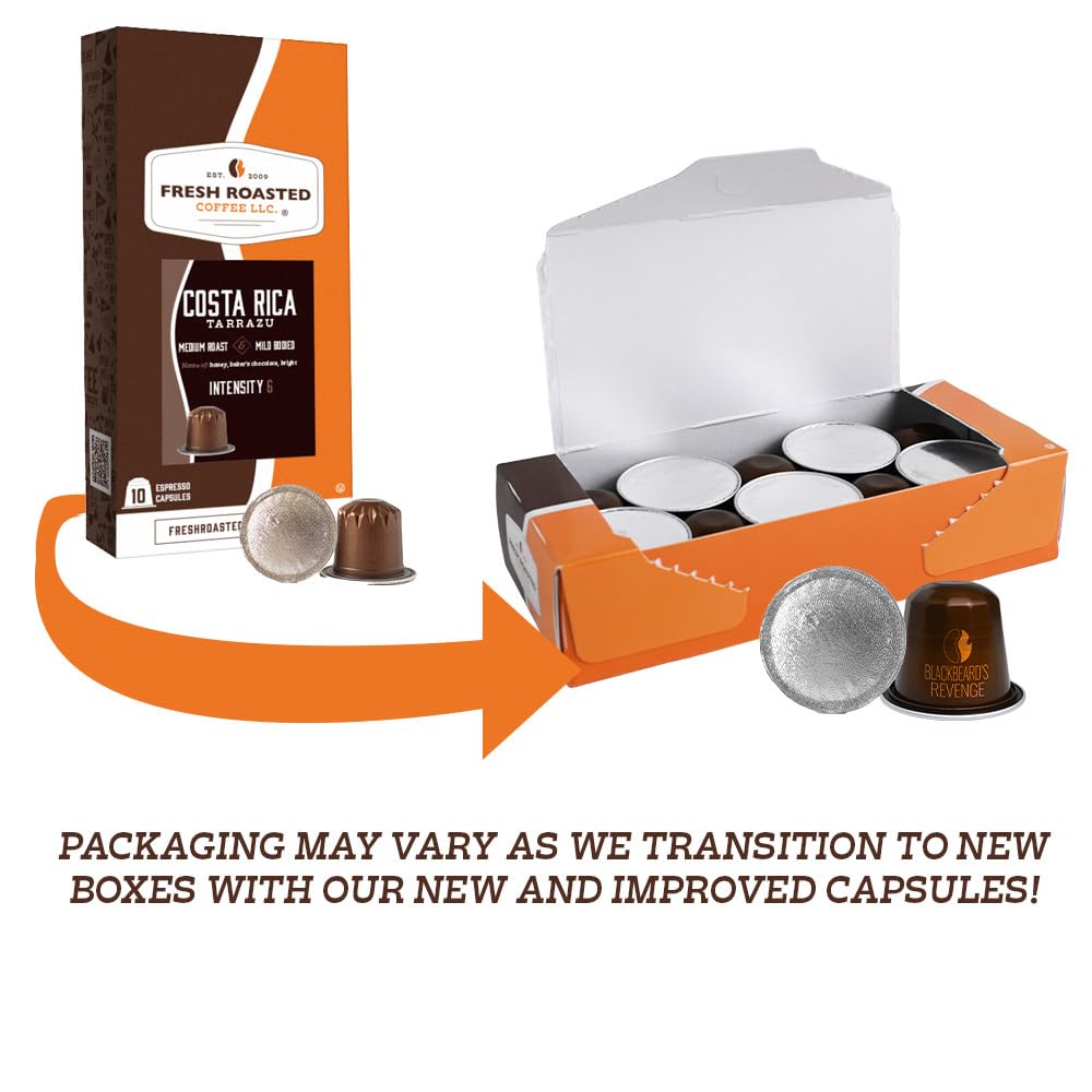 Fresh Roasted Coffee etiqueta kosher y detalles de origen y tueste