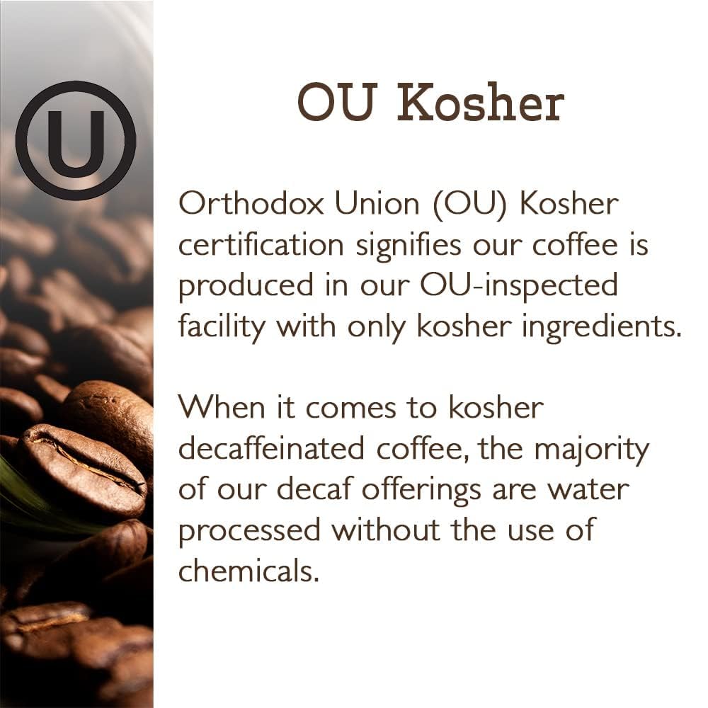 Fresh Roasted Coffee etiqueta kosher y nivel de tueste medio visible