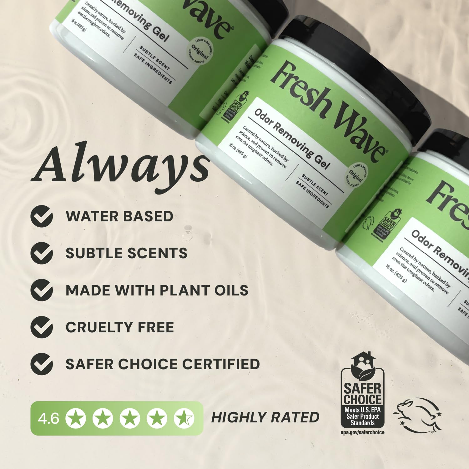 Fresh Wave detalle de etiqueta que indica ingredientes vegetales