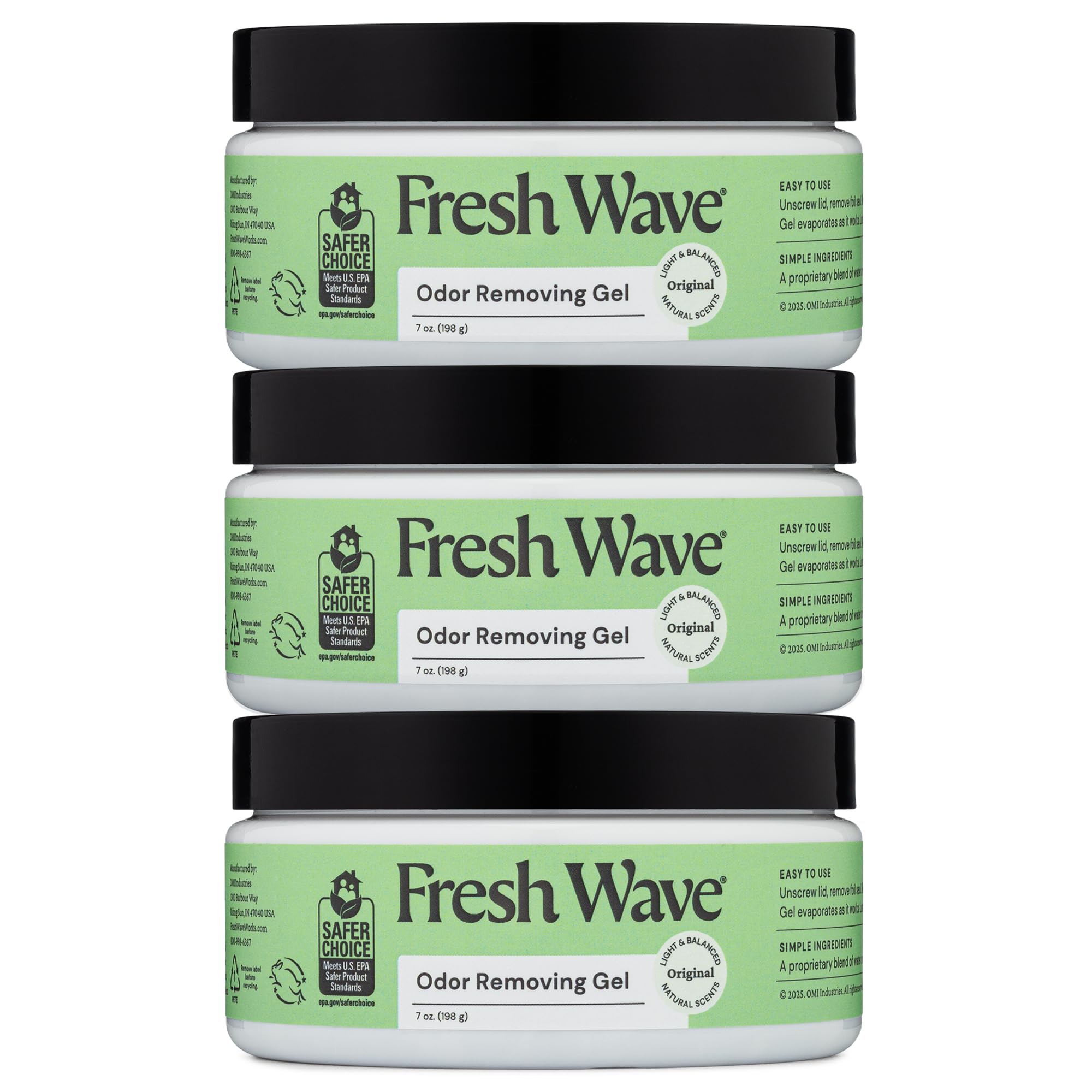 Fresh Wave envase frontal mostrando gel y marca, neutraliza olores rápidamente