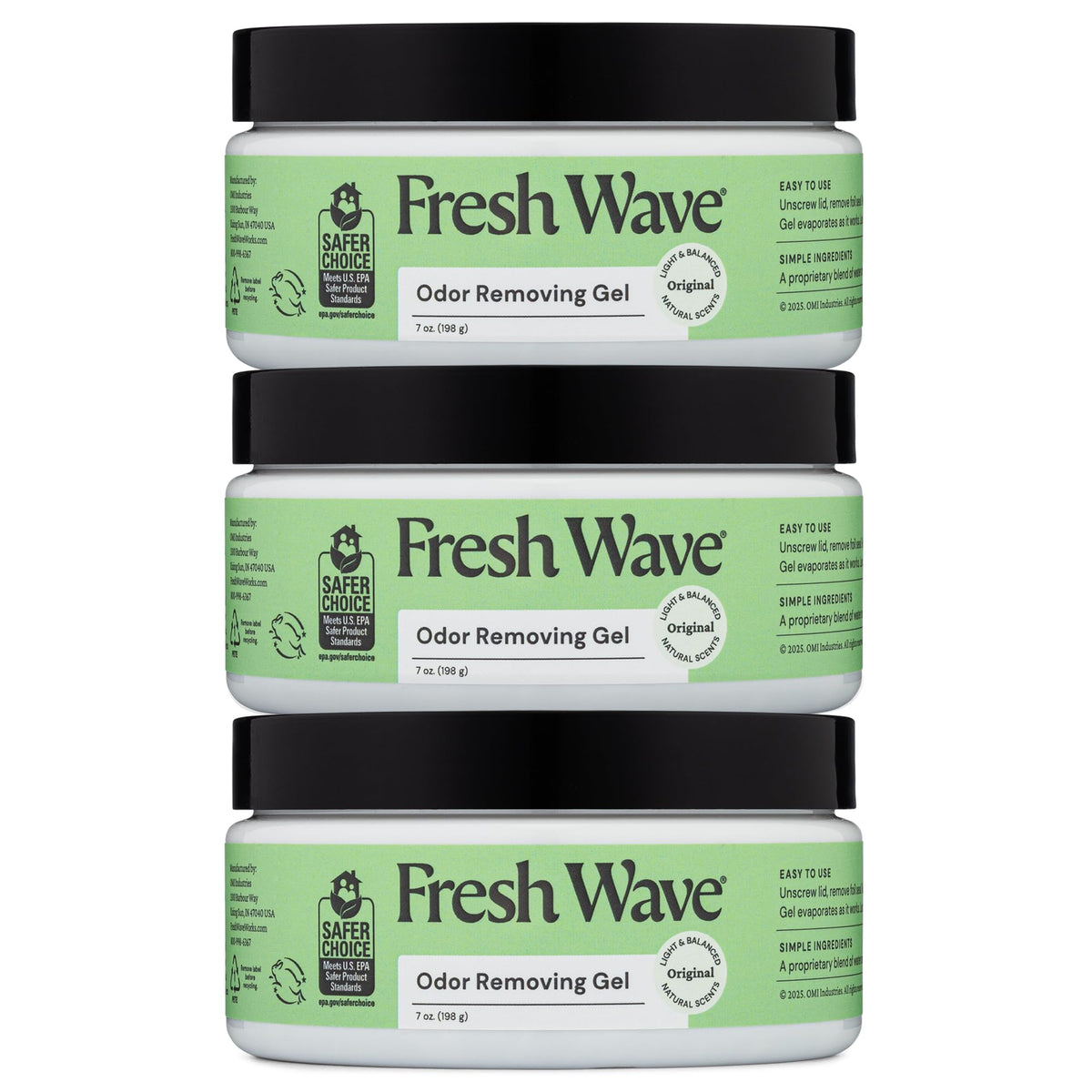 Fresh Wave envase frontal mostrando gel y marca, neutraliza olores rápidamente